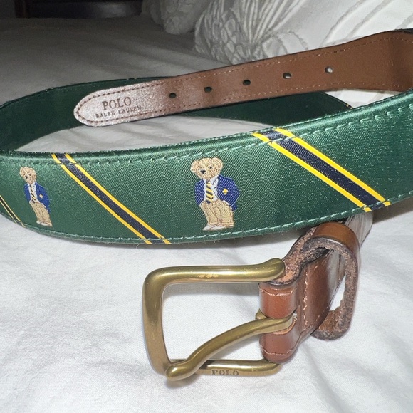 Polo Ralph Lauren Other - Polo by Ralph Lauren Green Belt with Bear and Yellow Stripes